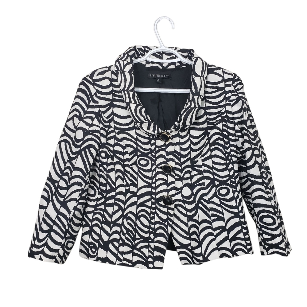 Lafayette 148 Womens Silk Geometric Print Blazer Size 6